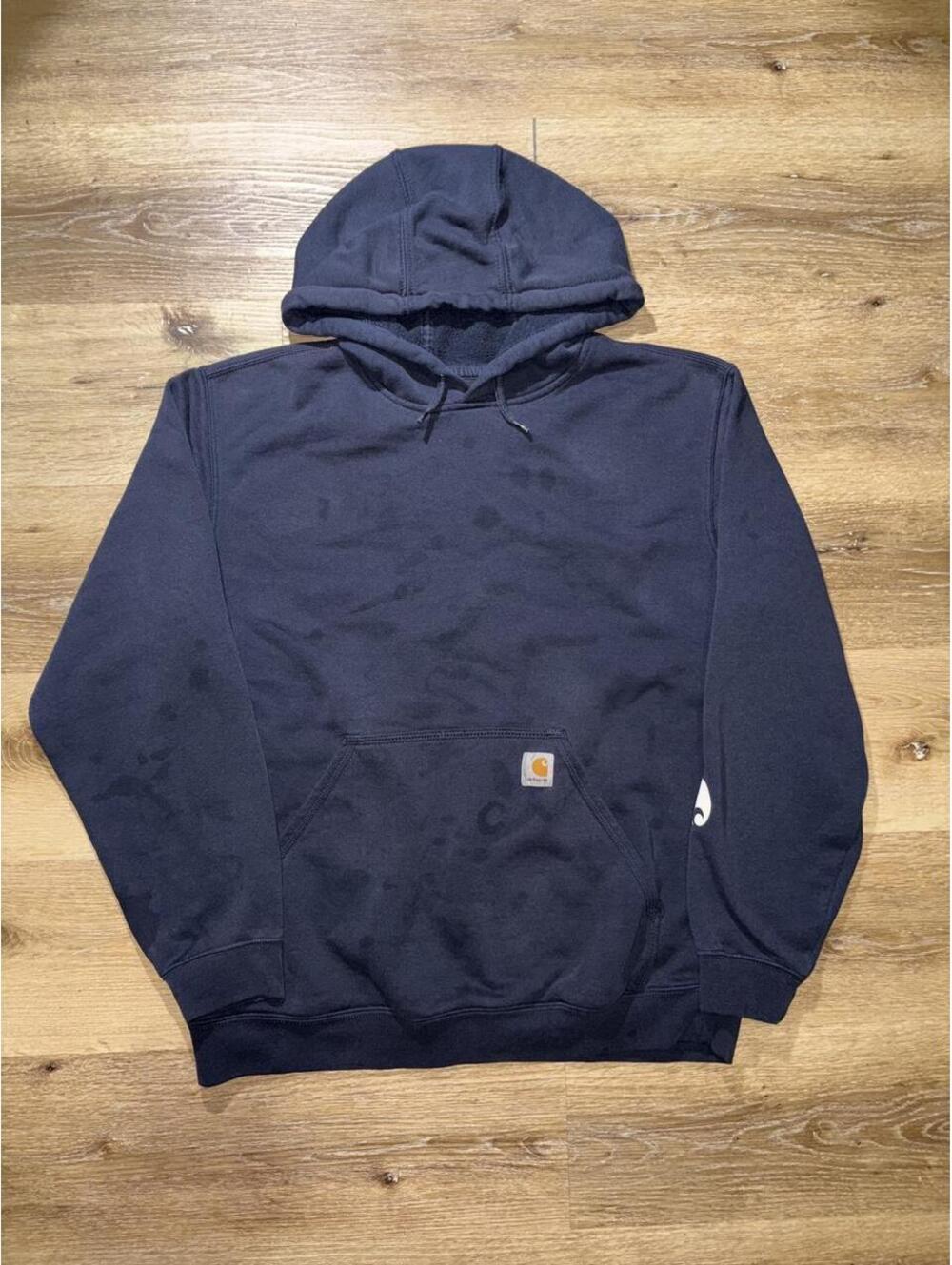 Men’s Carhartt Navy Logo Sleeve Hoodie Size L